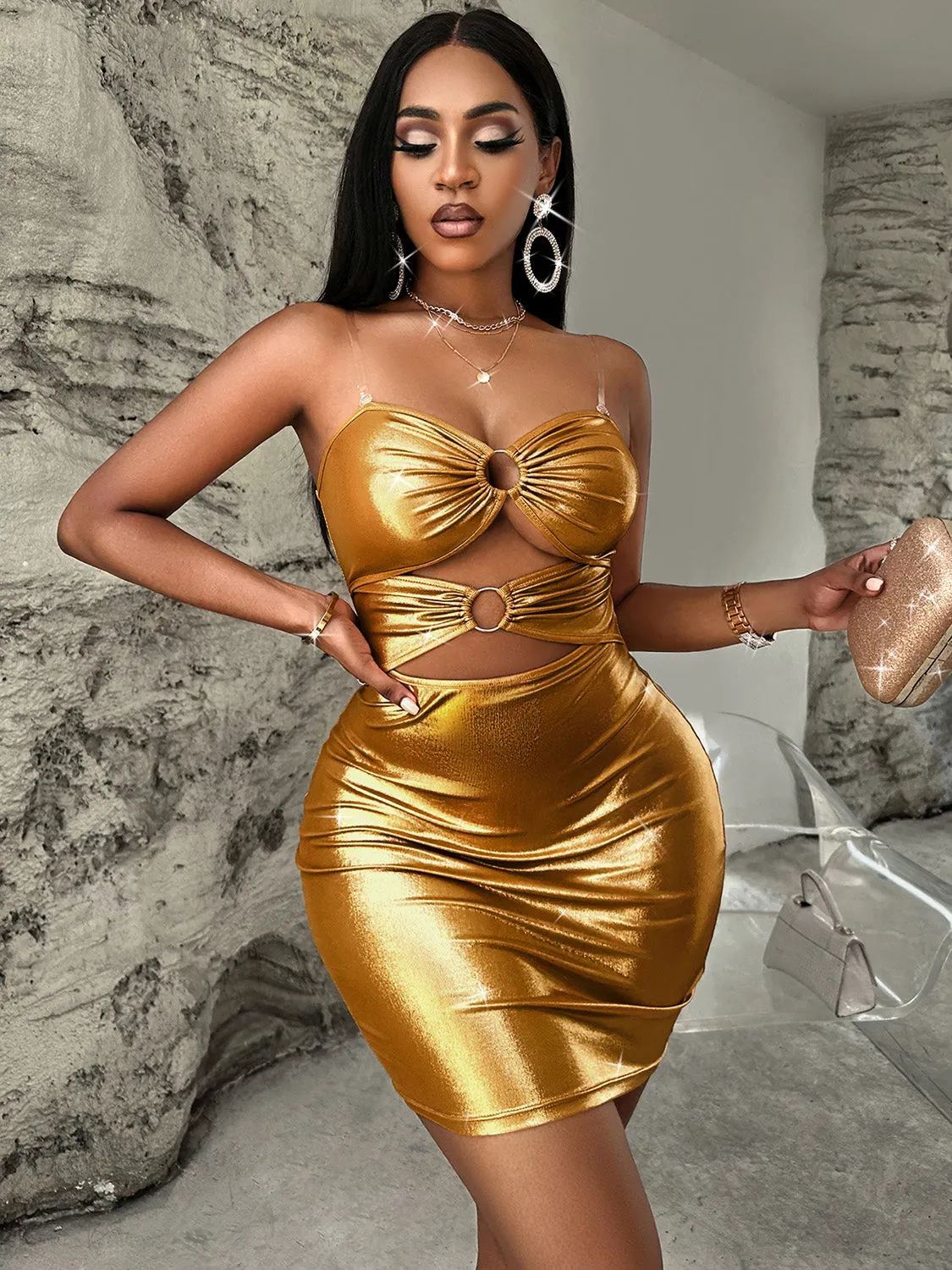 Sweetheart Gold Cami Dress - Culture Heaven Special