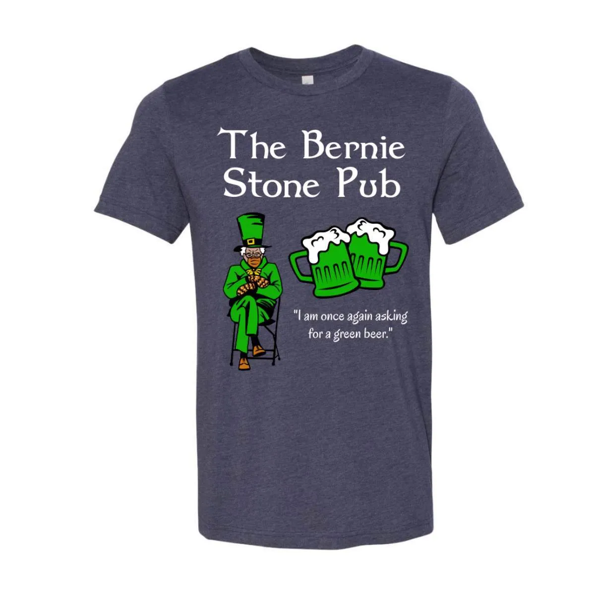 The Bernie Stone Pub Green Beer T-Shirt - Heather Midnight Navy