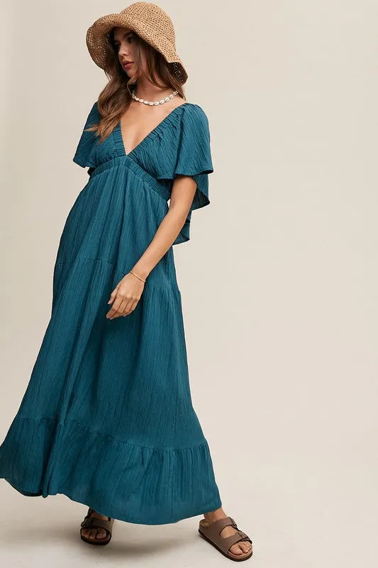 V-neck Ruffle Sleeve Dress *Online Only*