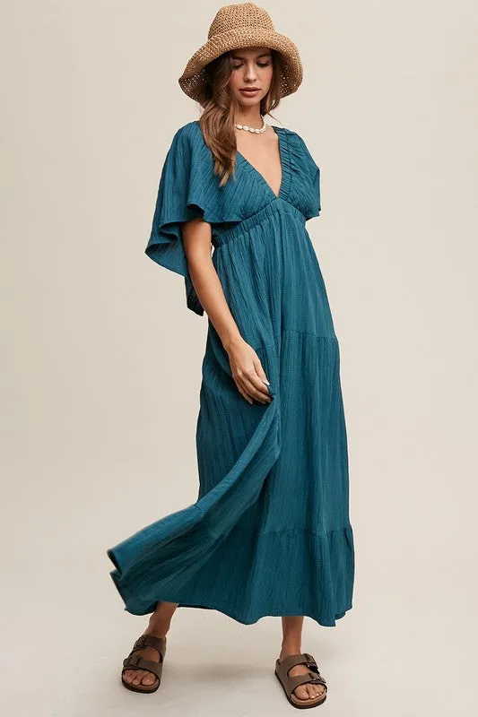 V-neck Ruffle Sleeve Dress *Online Only*