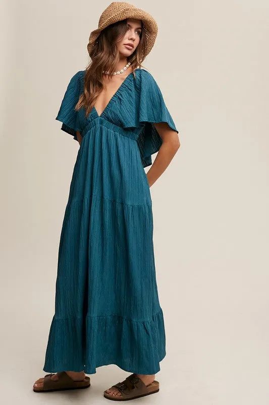 V-neck Ruffle Sleeve Dress *Online Only*